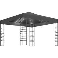 Berkfield Home Garden Marquee with LED String Lights 3x3 m Anthracite in Charcoal