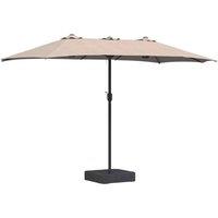 Berkfield Home Garden Parasol Folding Taupe 385 x 209 x 244 cm Fabric