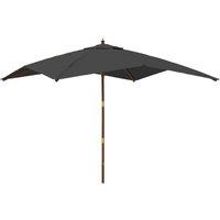 Berkfield Home Garden Parasol with Wooden Pole Anthracite 300x300x273 cm in Charcoal | Size: 300 x 300 x 273 cm