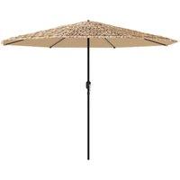 Berkfield Home Garden Parasol with LEDs & Steel Pole Brown 324x324x247 cm in Tan | Size: 324 x 324 x 247 cm