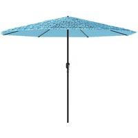 Berkfield Home Garden Parasol with Steel Pole Blue 324x324x247 cm in Aqua | Size: 324 x 324 x 247 cm