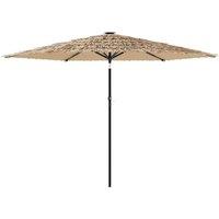 Berkfield Home Garden Parasol with Steel Pole Brown 288x288x225 cm in Tan | Size: 288 x 288 x 225 cm