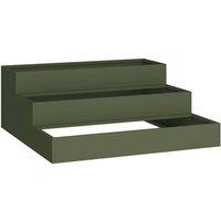 Berkfield Home Garden Planter 3-Tier 90x90x35 cm Olive Green Steel | Size: 90 x 90 x 35 cm