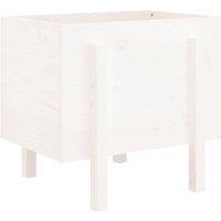 Berkfield Home Garden Planter White 62x50x57 cm Solid Wood Pine | Size: 62 x 50 x 57 cm