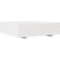 Berkfield Home Garden Planter White 90x90x26.5 cm Solid Wood Pine