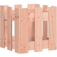 Berkfield Home Garden Planter with Fence Design 30x30x30 cm Solid Wood Douglas in Light Tan | Size: 30 x 30 x 30 cm