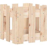 Berkfield Home Garden Planter with Fence Design 30x30x30 cm Solid Wood Pine in Light Tan | Size: 30 x 30 x 30 cm
