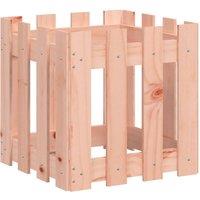 Berkfield Home Garden Planter with Fence Design 40x40x40 cm Solid Wood Douglas in Light Tan | Size: 40 x 40 x 40 cm