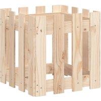 Berkfield Home Garden Planter with Fence Design 40x40x40 cm Solid Wood Pine in Natural | Size: 40 x 40 x 40 cm