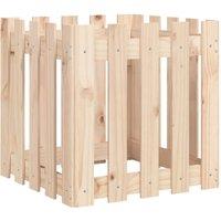 Berkfield Home Garden Planter with Fence Design 50x50x50 cm Solid Wood Pine in Light Tan | Size: 50 x 50 x 50 cm