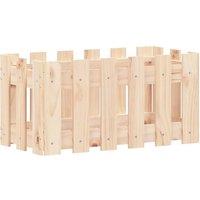 Berkfield Home Garden Planter with Fence Design 60x30x30 cm Solid Wood Pine in Natural | Size: 60 x 30 x 30 cm