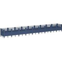 Berkfield Home Garden Planter with Pegs Blue Grey 363.5x43.5x43.5 cm PP in Dark Grey