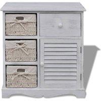 Berkfield Home Wooden Cabinet 3 Left Weaving Baskets White