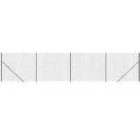 Berkfield Home Wire Mesh Fence with Spike Anchors Anthracite 1.6x10 m in Black