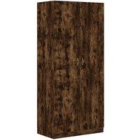 Berkfield Home Wardrobe Smoked Oak 90x50x200 cm Engineered Wood in Brown | Size: 90 x 50 x 200 cm