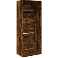 Berkfield Home Wardrobe Smoked Oak 80x50x200 cm Engineered Wood in Brown | Size: 80 x 50 x 200 cm