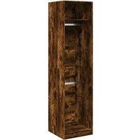 Berkfield Home Wardrobe Smoked Oak 50x50x200 cm Engineered Wood in Brown | Size: 50 x 50 x 200 cm
