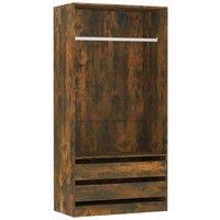 Berkfield Home Wardrobe Smoked Oak 100x50x200 cm Engineered Wood in Brown | Size: 100 x 50 x 200 cm