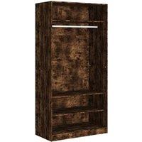 Berkfield Home Wardrobe Smoked Oak 100x50x200 cm Engineered Wood in Brown | Size: 100 x 50 x 200 cm