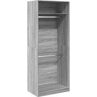 Berkfield Home Wardrobe Grey Sonoma 80x50x200 cm Engineered Wood | Size: 80 x 50 x 200 cm
