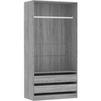 Berkfield Home Wardrobe Grey Sonoma 100x50x200 cm Engineered Wood | Size: 100 x 50 x 200 cm
