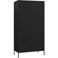 Berkfield Home Wardrobe Black 90x50x180 cm Steel | Size: 90 x 50 x 180 cm