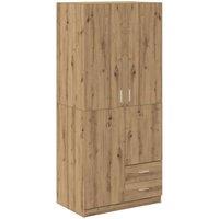Berkfield Home Wardrobe Artisian Oak 80x52x180 cm Engineered Wood in Brown | Size: 80 x 52 x 180 cm