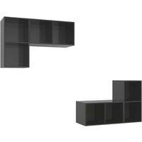 Berkfield Home Wall-mounted TV Cabinets 4 pcs High Gloss Grey Engineered Wood