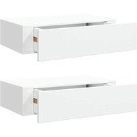 Berkfield Home Wall-mounted Drawer Shelves 2 pcs White 40x23.5x10 cm MDF