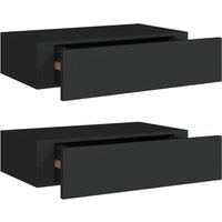 Berkfield Home Wall-mounted Drawer Shelves 2 pcs Black 40x23.5x10cm MDF | Size: 40x23.5x10 cm
