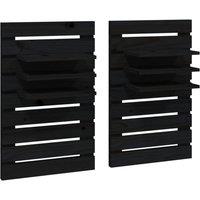Berkfield Home Wall-mounted Bedside Shelves 2 pcs Black Solid Wood Pine