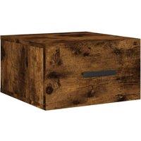 Berkfield Home Wall-mounted Bedside Cabinet Smoked Oak 35x35x20 cm in Brown | Size: 35 x 35 x 20 cm