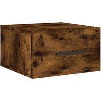Berkfield Home Wall-mounted Bedside Cabinet Smoked Oak 35x35x20 cm in Brown | Size: 35 x 35 x 20 cm