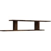 Berkfield Home Wall-Mounted TV Shelf Smoked Oak 125x18x23 cm Engineered Wood in Brown | Size: 125 x 18 x 23 cm