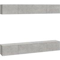 Berkfield Home Wall TV Cabinets 4 pcs Concrete Grey 100x30x30 cm | Size: 100 x 30 x 30 cm