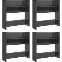 Berkfield Home Wall Shoe Cabinets 4 pcs High Gloss Grey 60x18x60 cm Engineered Wood | Size: 60 x 18 x 60 cm