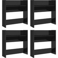 Berkfield Home Wall Shoe Cabinets 4 pcs High Gloss Black 60x18x60 cm Engineered Wood | Size: 60 x 18 x 60 cm
