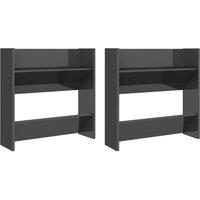 Berkfield Home Wall Shoe Cabinets 2 pcs High Gloss Grey 60x18x60 cm Engineered Wood | Size: 60 x 18 x 60 cm