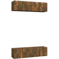 Berkfield Home Wall TV Cabinets 4 pcs Smoked Oak 60x30x30 cm Engineered Wood in Brown | Size: 60 x 30 x 30 cm