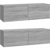 Berkfield Home Wall TV Cabinets 2 pcs Grey Sonoma 100x30x30 cm Engineered Wood | Size: 100 x 30 x 30 cm