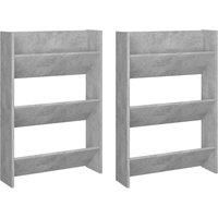 Berkfield Home Wall Shoe Cabinets 2 pcs Concrete Grey 60x18x90 cm Engineered Wood | Size: 60 x 18 x 90 cm
