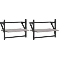 Berkfield Home Wall Shelves with Bars 2 pcs Grey Sonoma 40x25x30 cm | Size: 40 x 25 x 30 cm