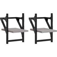 Berkfield Home Wall Shelves with Bars 2 pcs Grey Sonoma 20x25x30 cm | Size: 20 x 25 x 30 cm