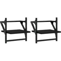 Berkfield Home Wall Shelves with Bars 2 pcs Black 30x25x30 cm | Size: 30 x 25 x 30 cm