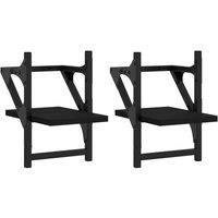 Berkfield Home Wall Shelves with Bars 2 pcs Black 20x25x30 cm | Size: 20 x 25 x 30 cm