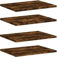 Berkfield Home Wall Shelves 4 pcs Smoked Oak 40x30x1.5 cm Engineered Wood in Brown