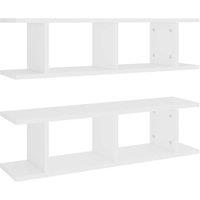 Berkfield Home Wall Shelves 2 pcs White 75x18x20 cm Engineered Wood | Size: 75 x 18 x 20 cm
