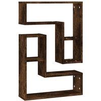 Berkfield Home Wall Shelves 2 pcs Smoked Oak 50x15x50 cm Engineered Wood in Brown | Size: 50 x 15 x 50 cm