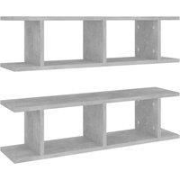 Berkfield Home Wall Shelves 2 pcs Concrete Grey 75x18x20 cm Engineered Wood | Size: 75 x 18 x 20 cm