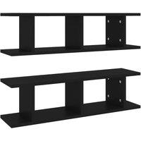 Berkfield Home Wall Shelves 2 pcs Black 75x18x20 cm Engineered Wood | Size: 75 x 18 x 20 cm